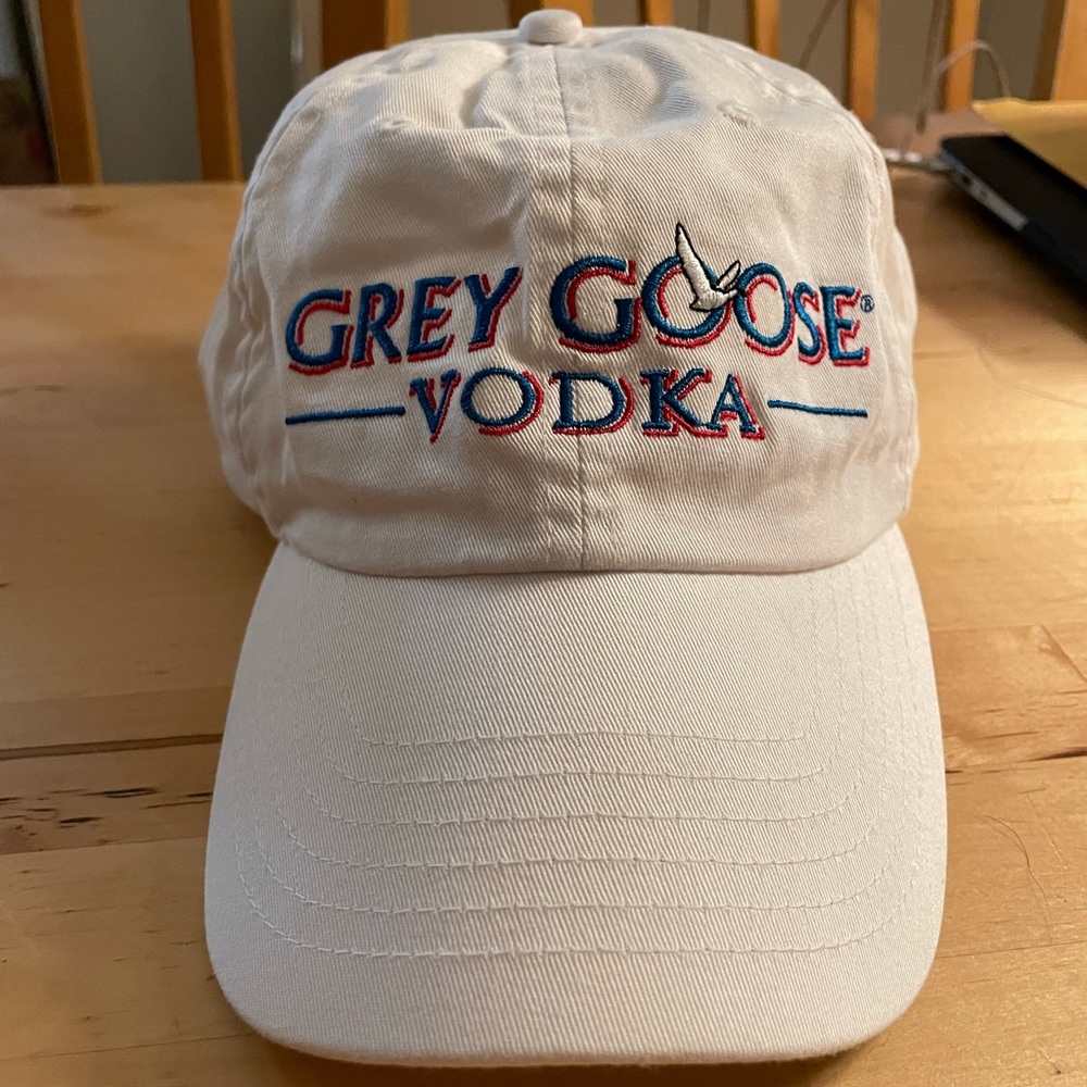 Grey goose white baseball hat